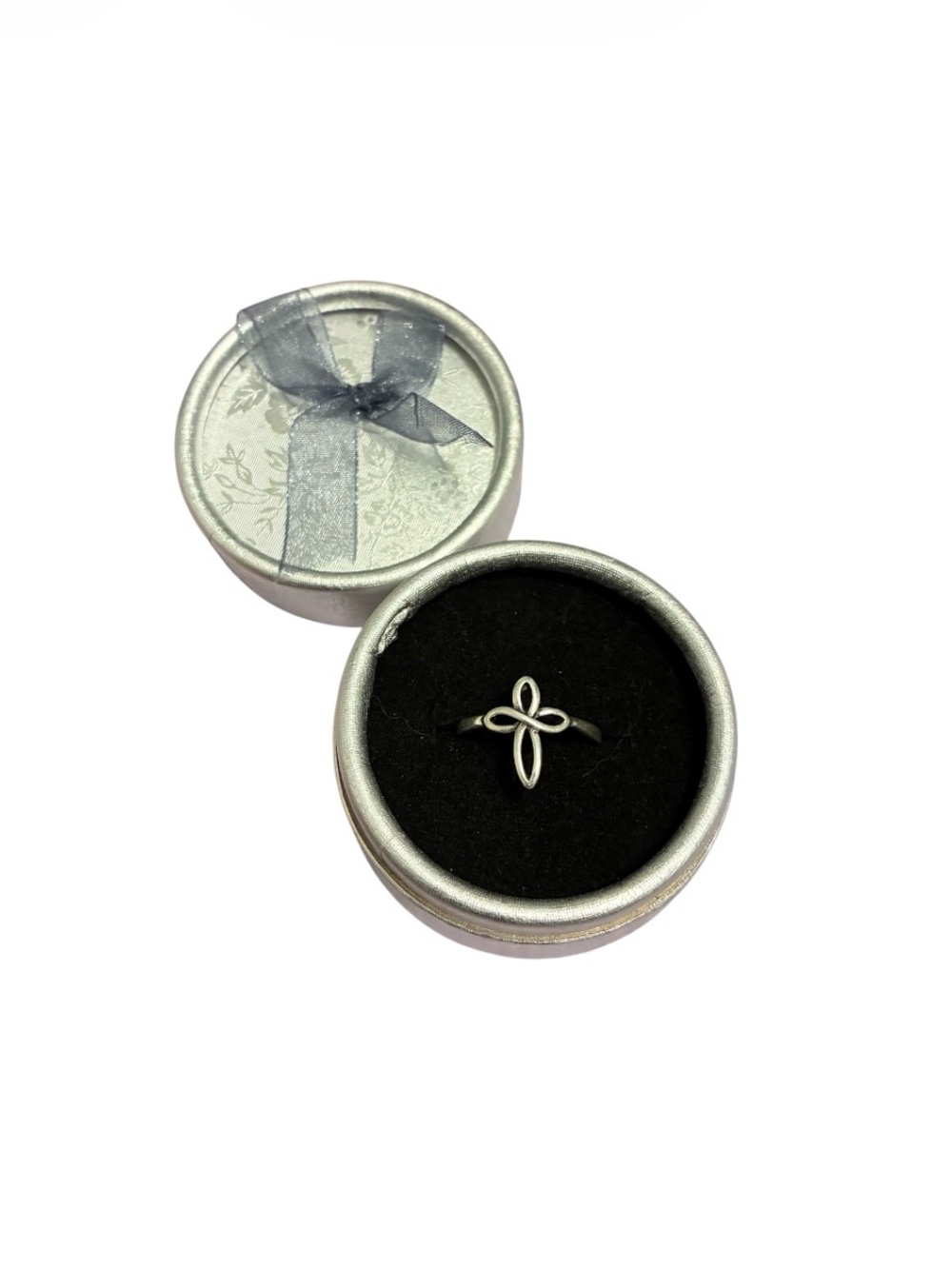 925 Sterling Silver Infinity Cross Ring Size 7